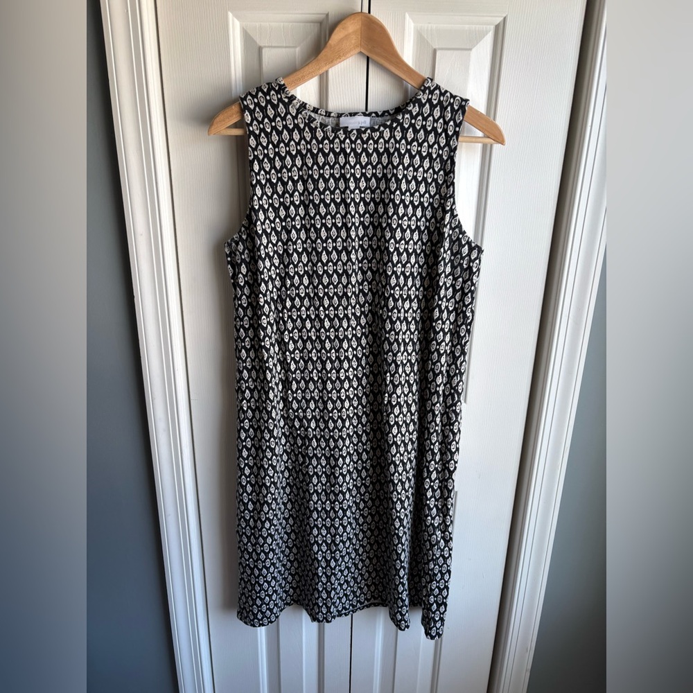 J Jill Womens Geometric Print Sleeveless Cotton Tank Dress Size Medium